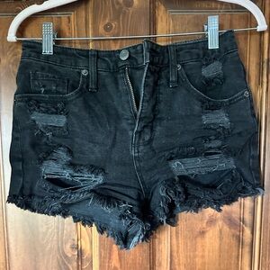 Black denim shorts, comfortable and loved